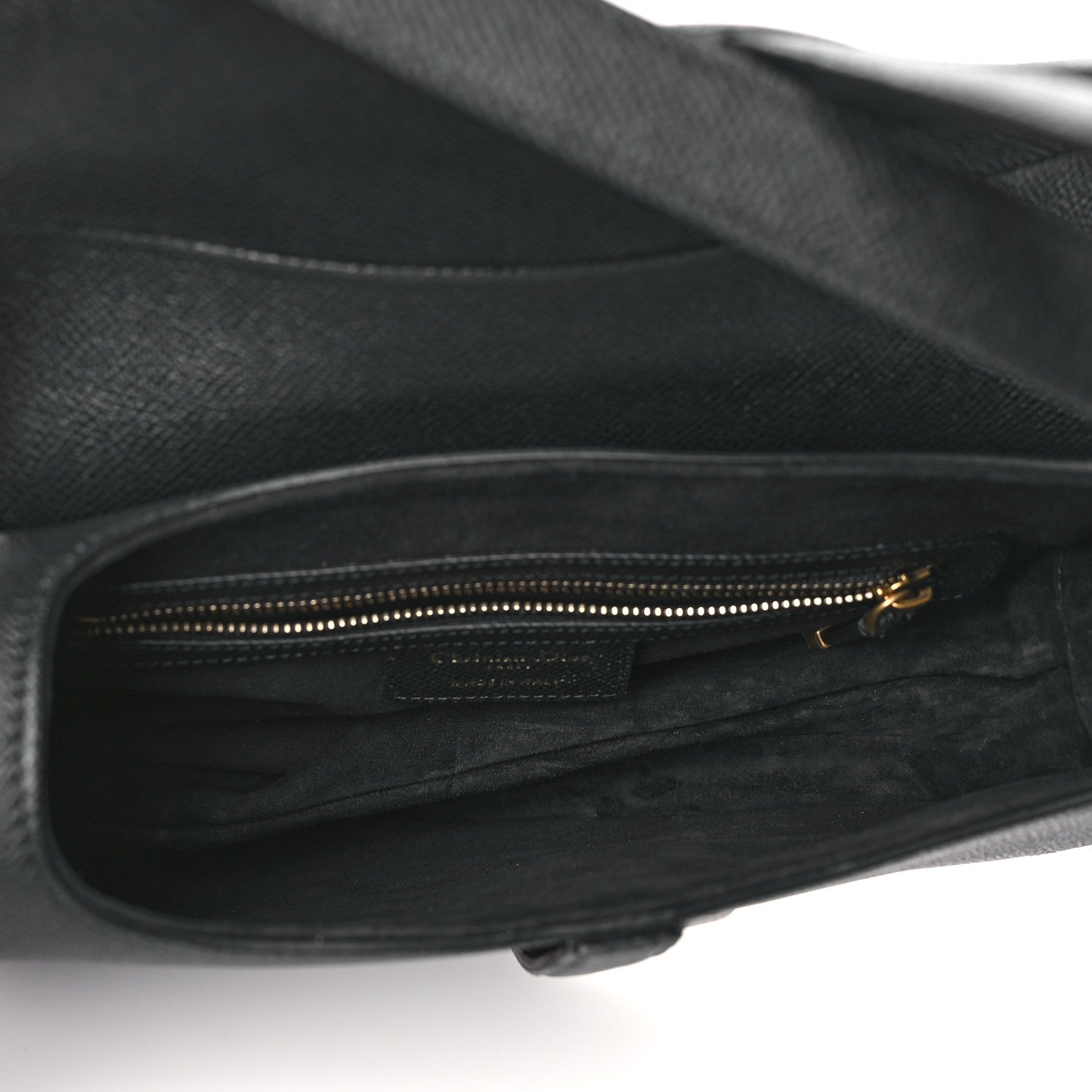 Christian Dior Grained Calfskin Saddle Bag With Strap Black 5 of 10
