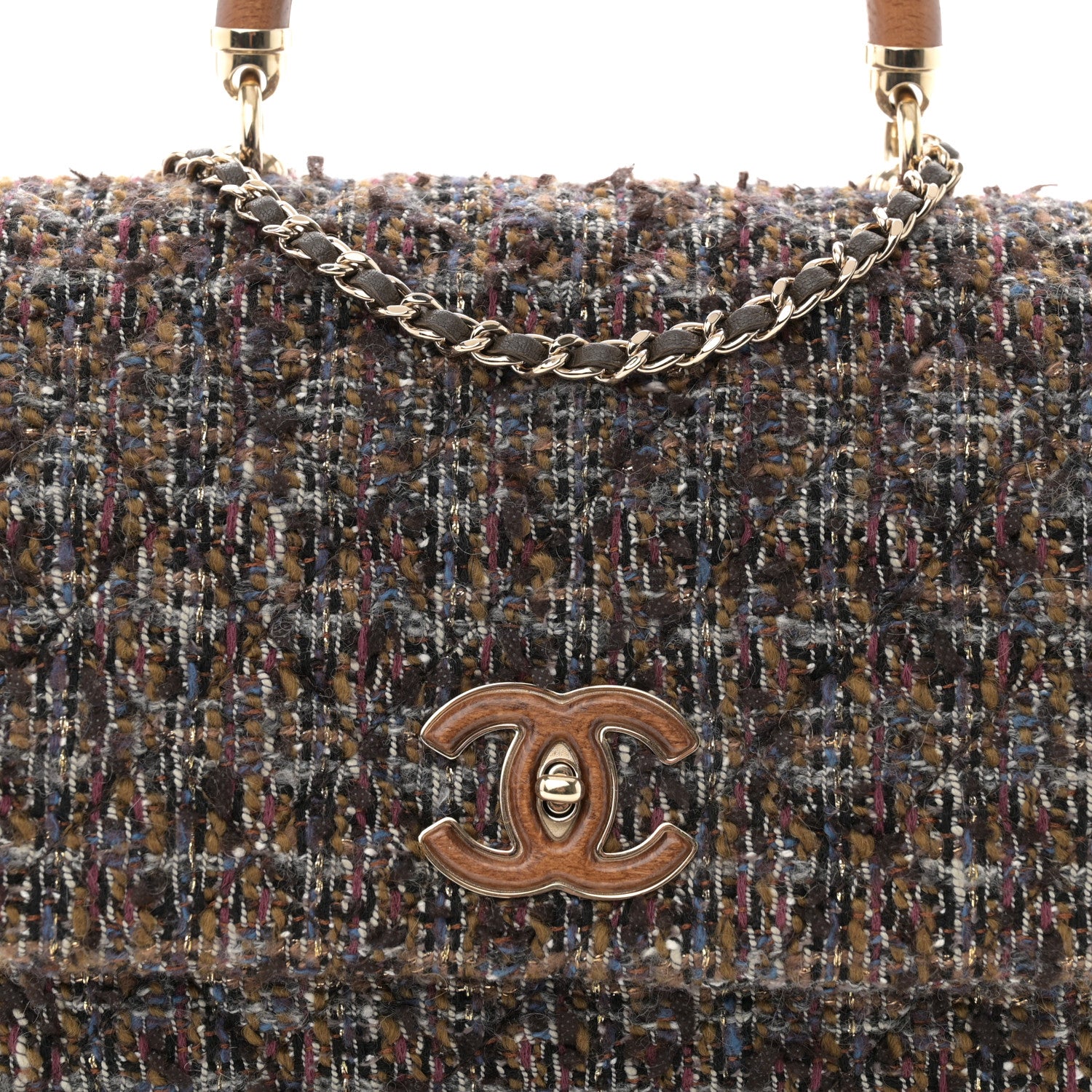Chanel Tweed Wood Mini Coco Handle Flap Beige 8 of 10