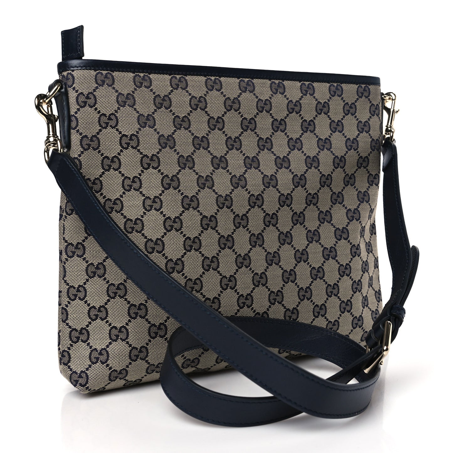GG Supreme Monogram Web Flat Messenger Bag Navy