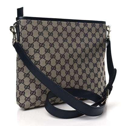 Gucci GG Supreme Monogram Web Flat Messenger Bag Navy 3 of 9
