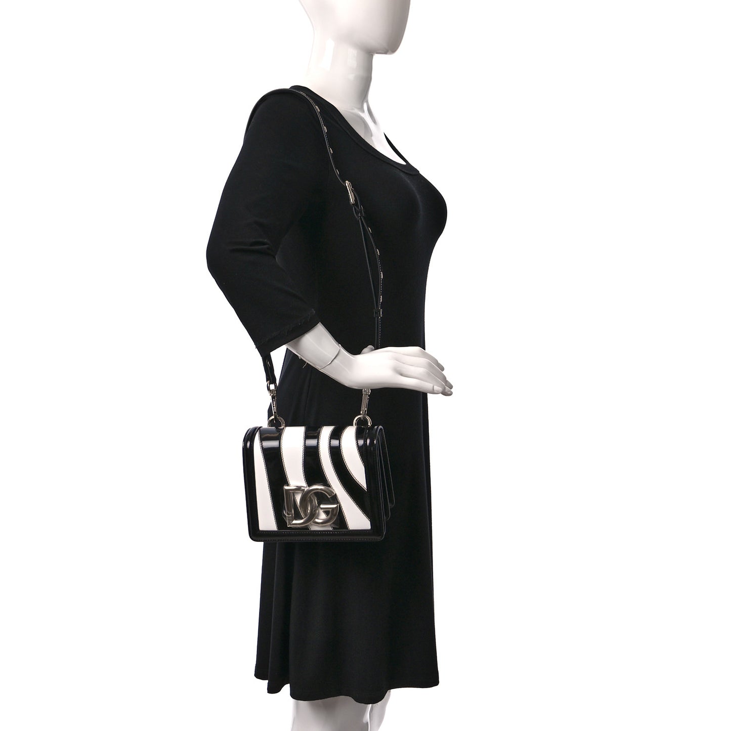Polished Calfskin Patchwork Zebra 3.5 Crossbody Bag Black White