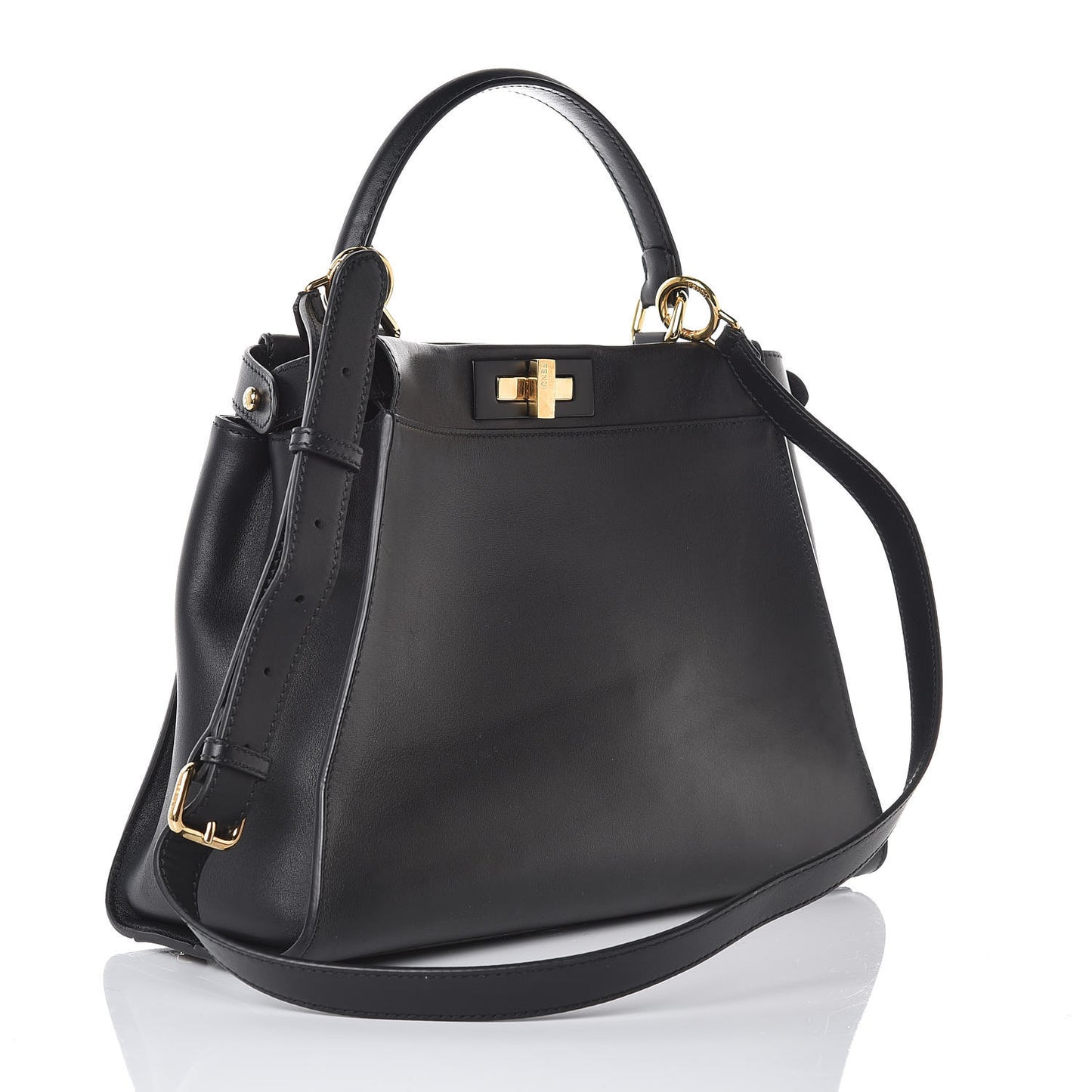 Vitello Seta Shiny Nappa Medium Peekaboo Iconic Satchel Black