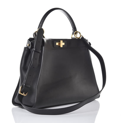 Fendi Vitello Seta Shiny Nappa Medium Peekaboo Iconic Satchel Black 3 of 8