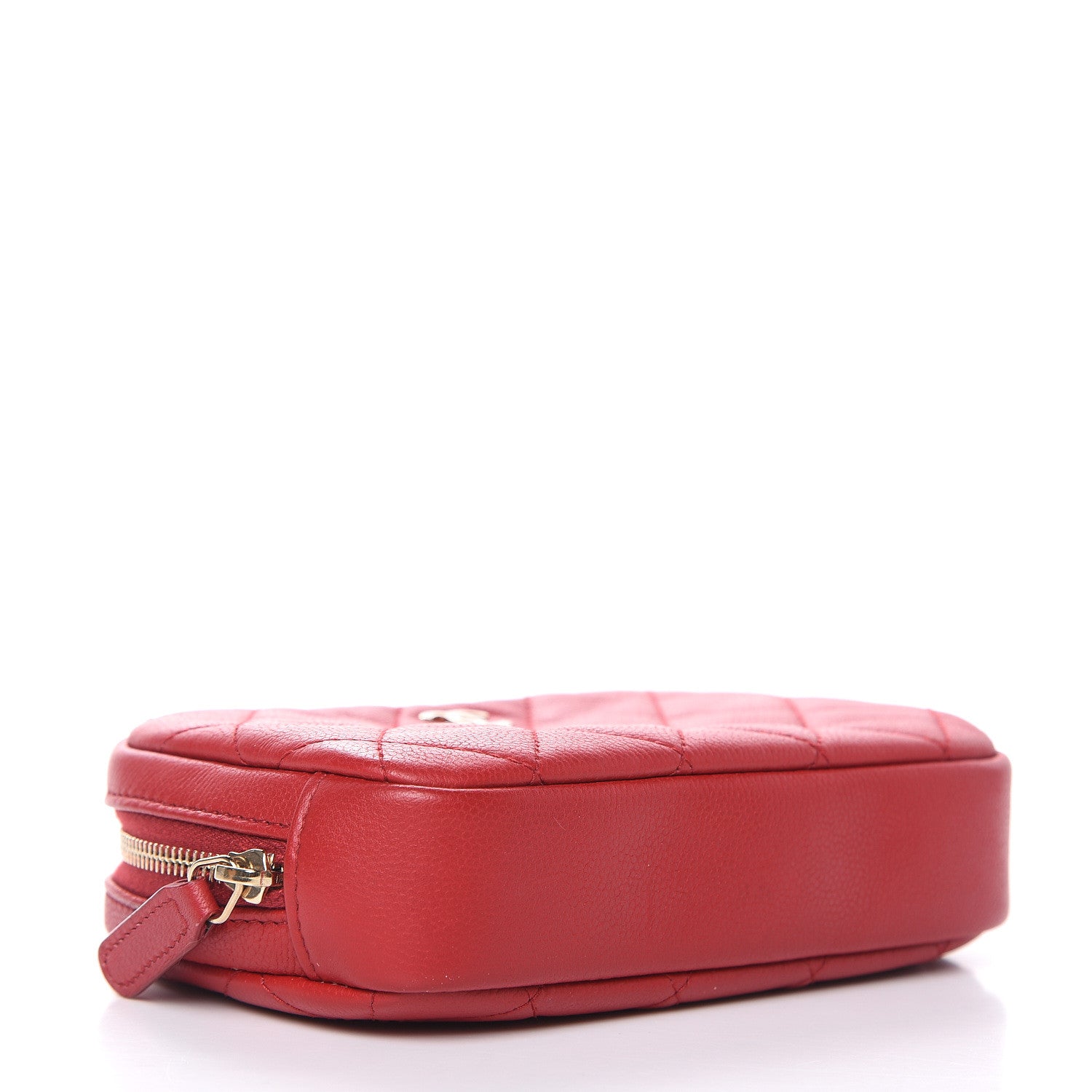 Chanel Caviar Quilted Small Curvy Pouch Cosmetic Case Dark Red 4 of 10