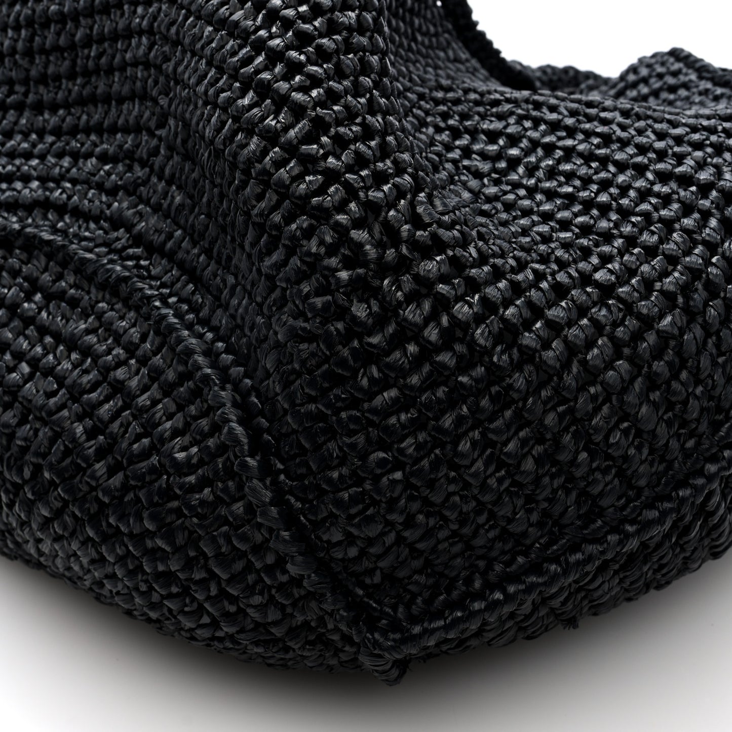 Raffia Medium Lotus Tote Black