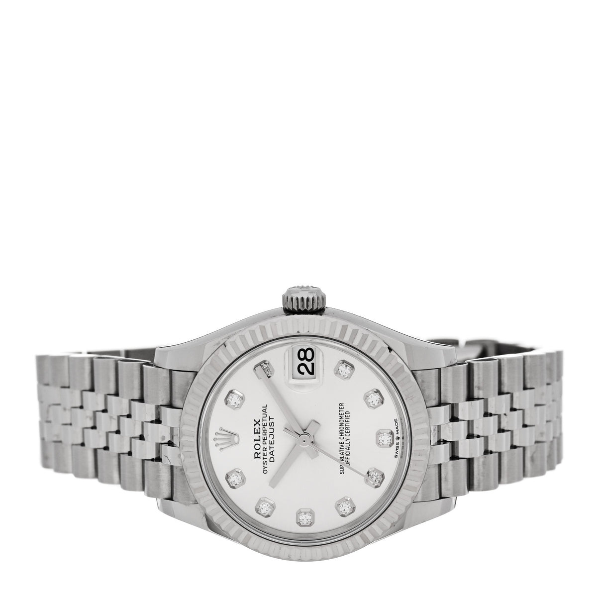 Stainless Steel 18K White Gold Diamond 31mm Oyster Perpetual Datejust Watch Silver 278274