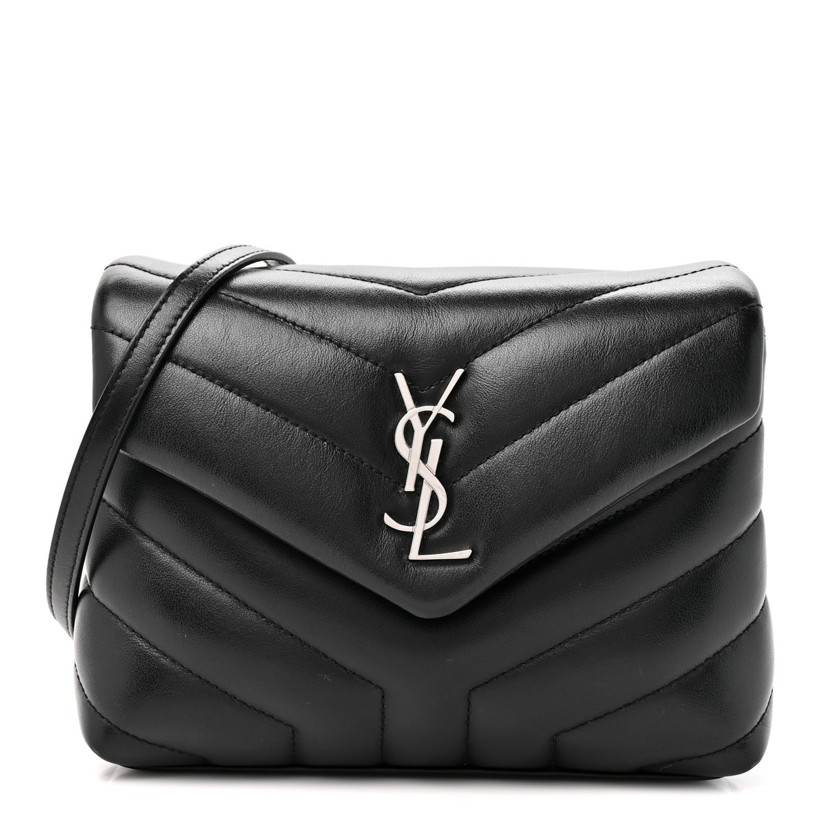 Saint Laurent Calfskin Y Quilted Monogram Toy Loulou Crossbody Bag Black 1 of 14