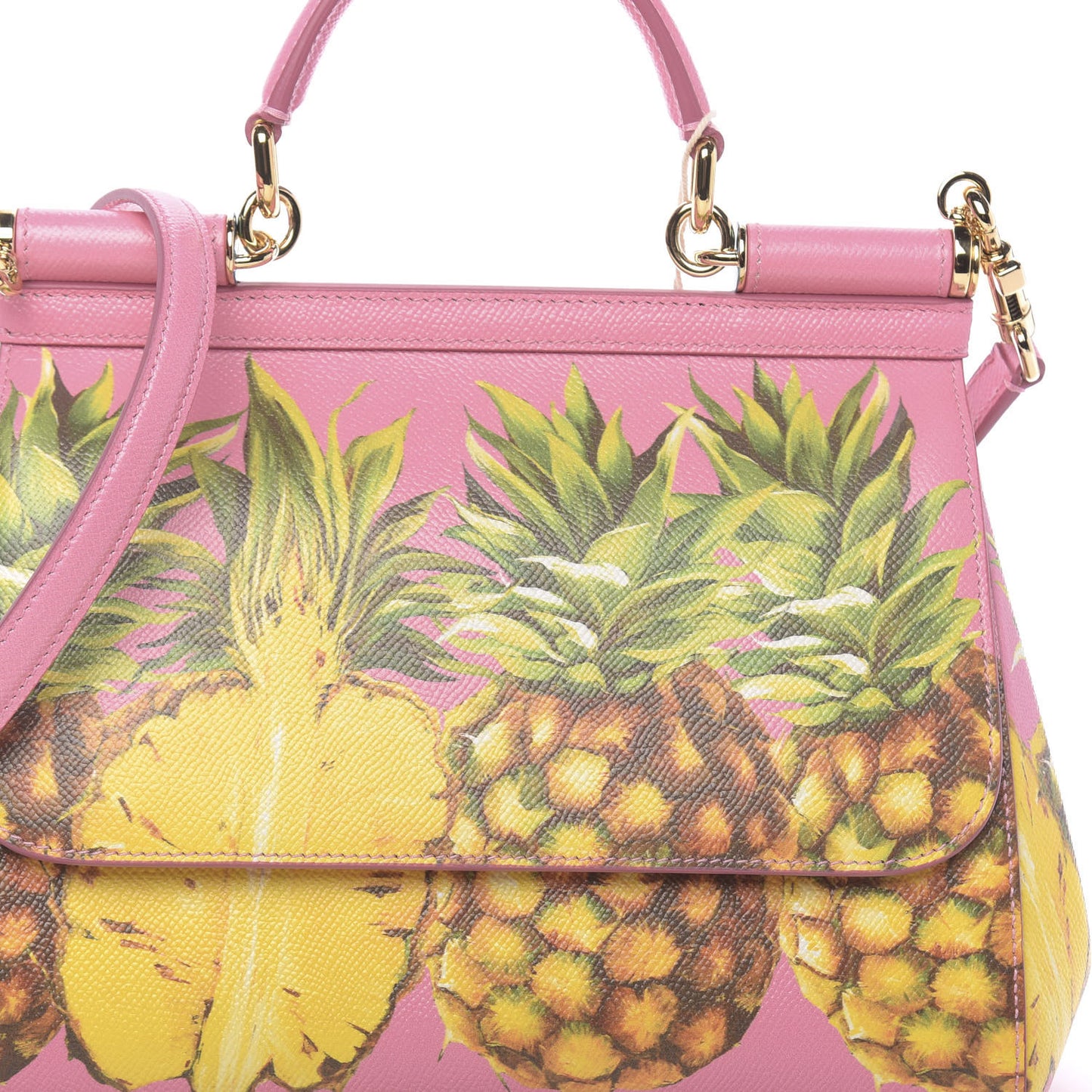 Dauphine Pineapple Print Small Miss Sicily Satchel Rosa