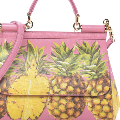 Dolce & Gabbana Dauphine Pineapple Print Small Miss Sicily Satchel Rosa 10 of 10