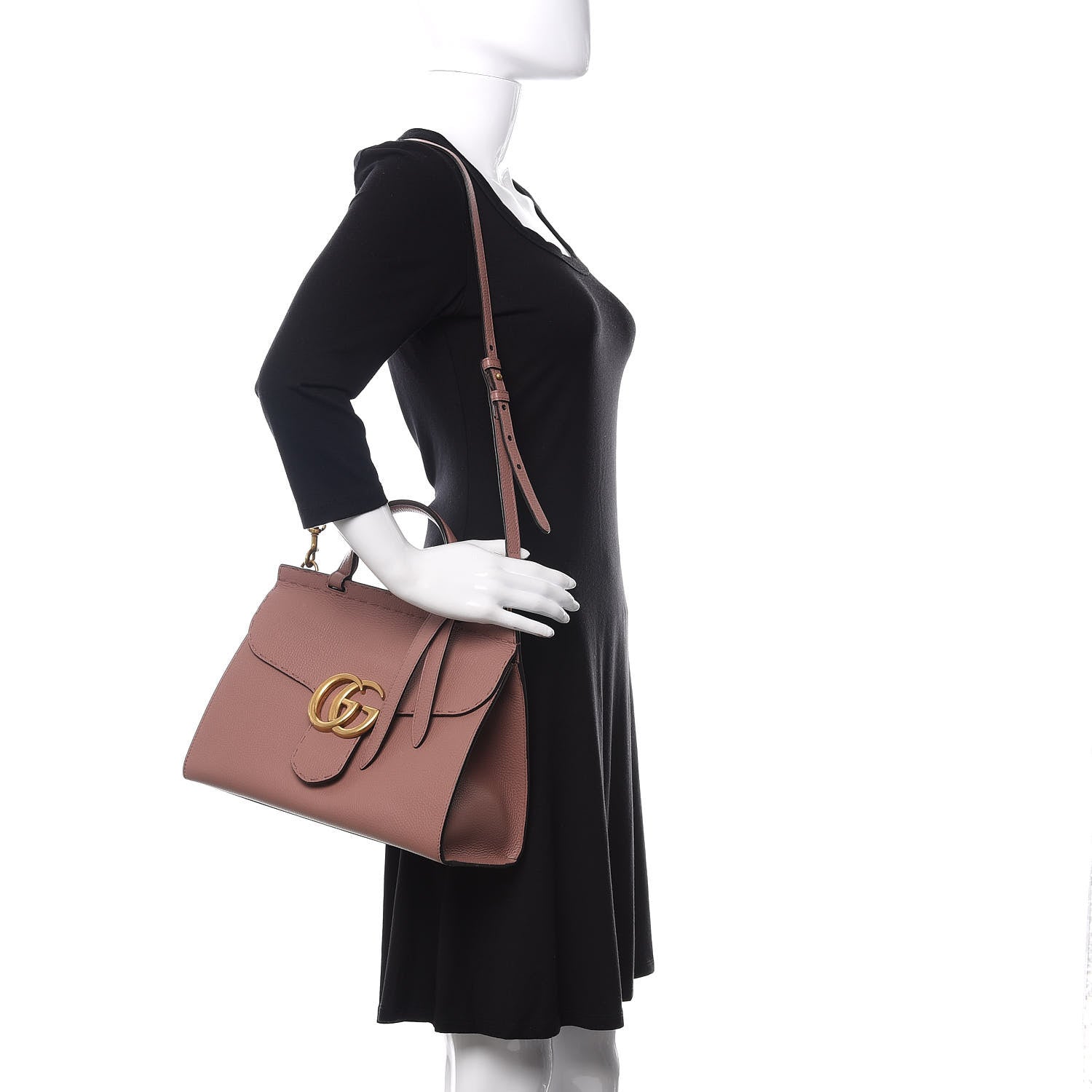 Gucci Calfskin Small GG Marmont Top Handle Bag Rosy Phard 2 of 12