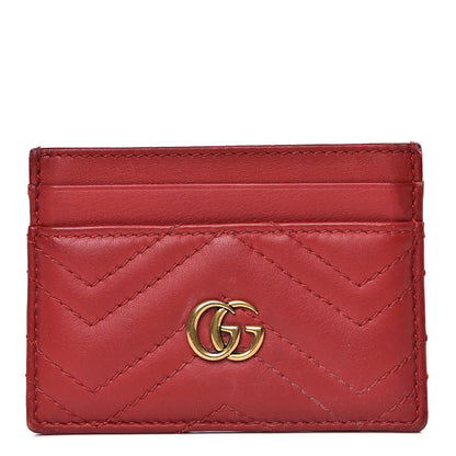 Gucci Calfskin Matelasse GG Marmont Card Holder Hibiscus Red 1 of 12
