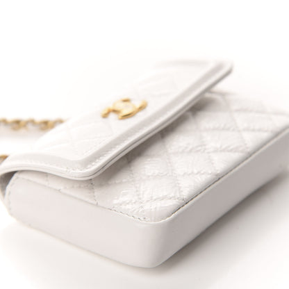 Chanel Shiny Aged Calfskin Quilted Waist Belt Bag White 6 of 12