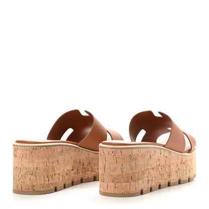 Hermes Calfskin Cork Eze 30 Sandals 39 Marron Glaise 4 of 8