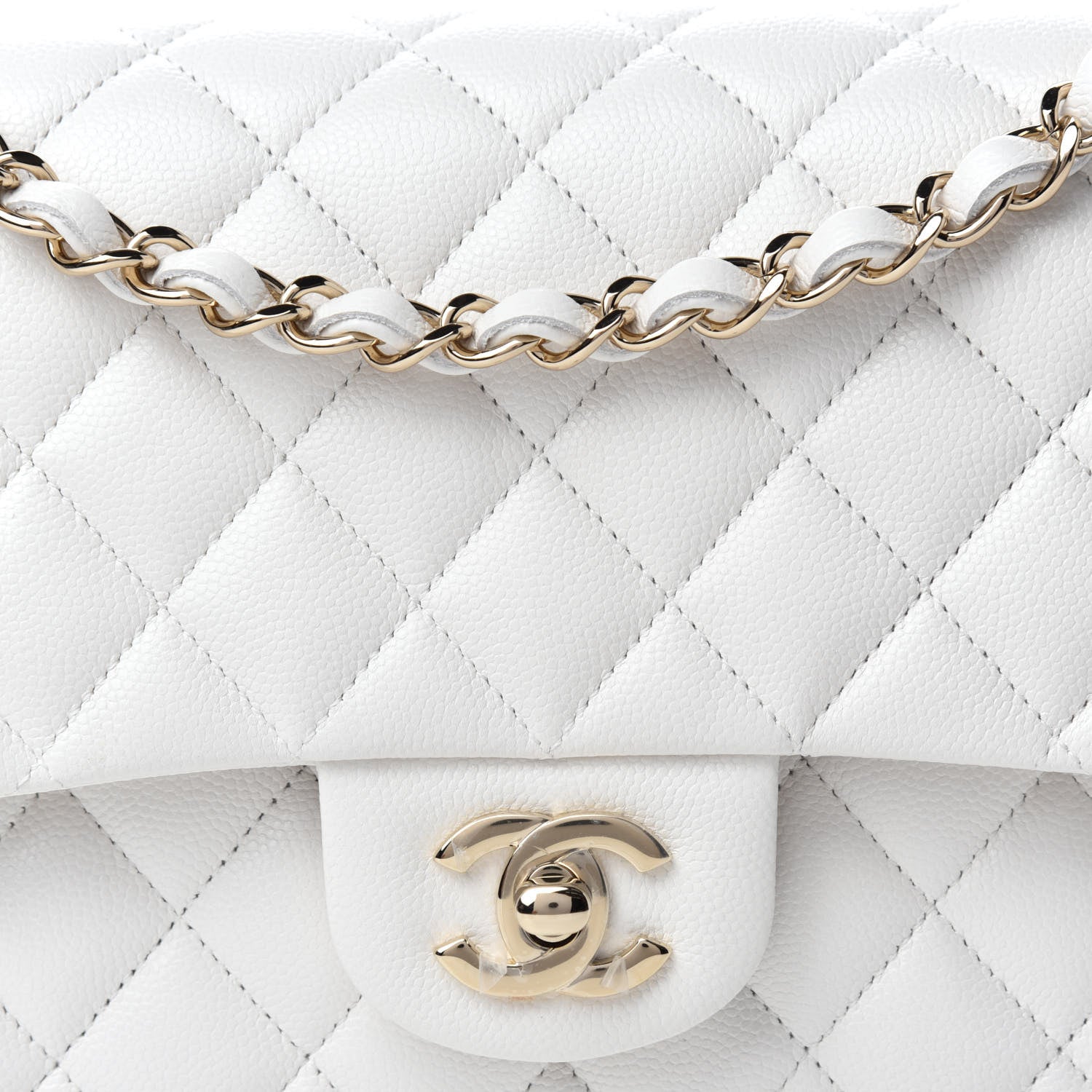 Chanel Caviar Quilted Medium Double Flap White 11 of 12