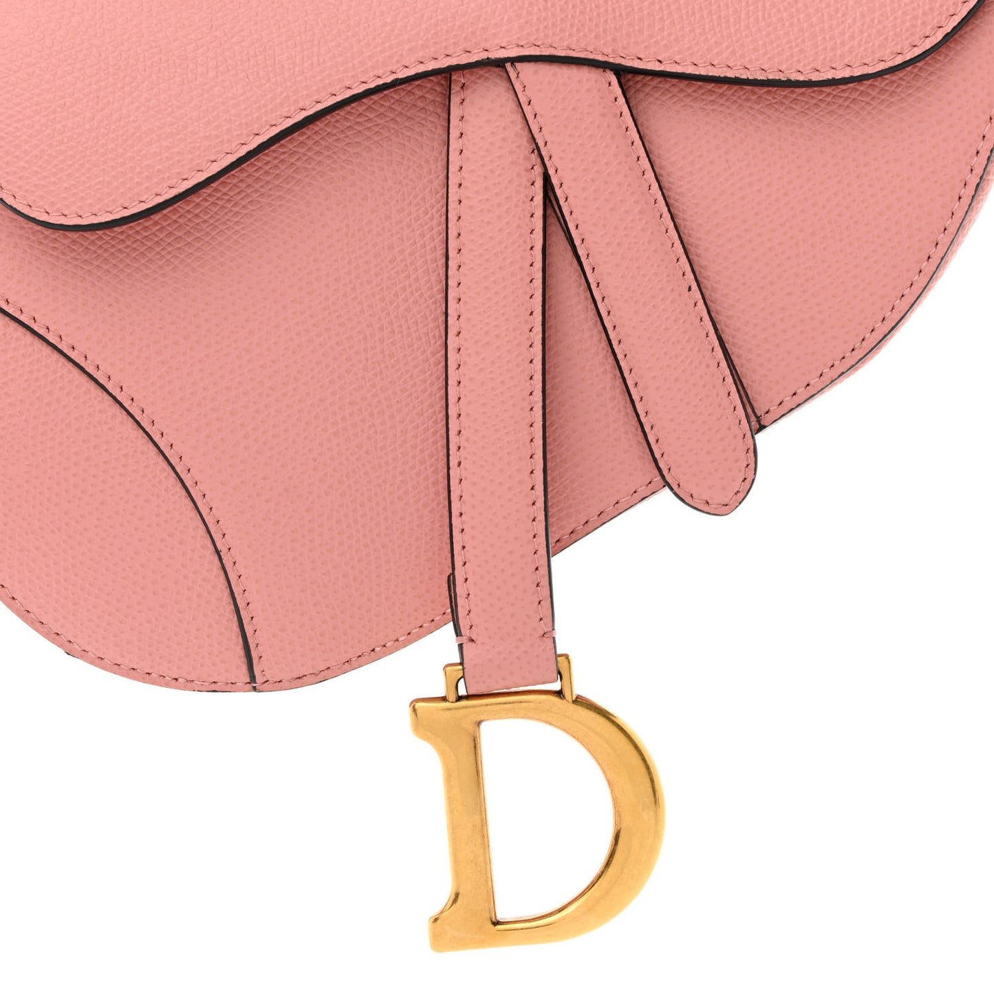 Grained Calfskin Mini Saddle Bag Pink