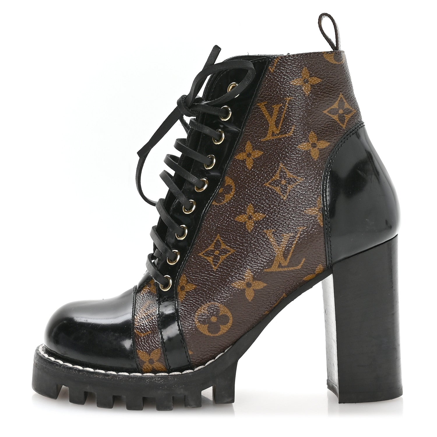 Louis Vuitton Patent Calfskin Monogram Star Trail Ankle Boots 37 Black 1 of 7