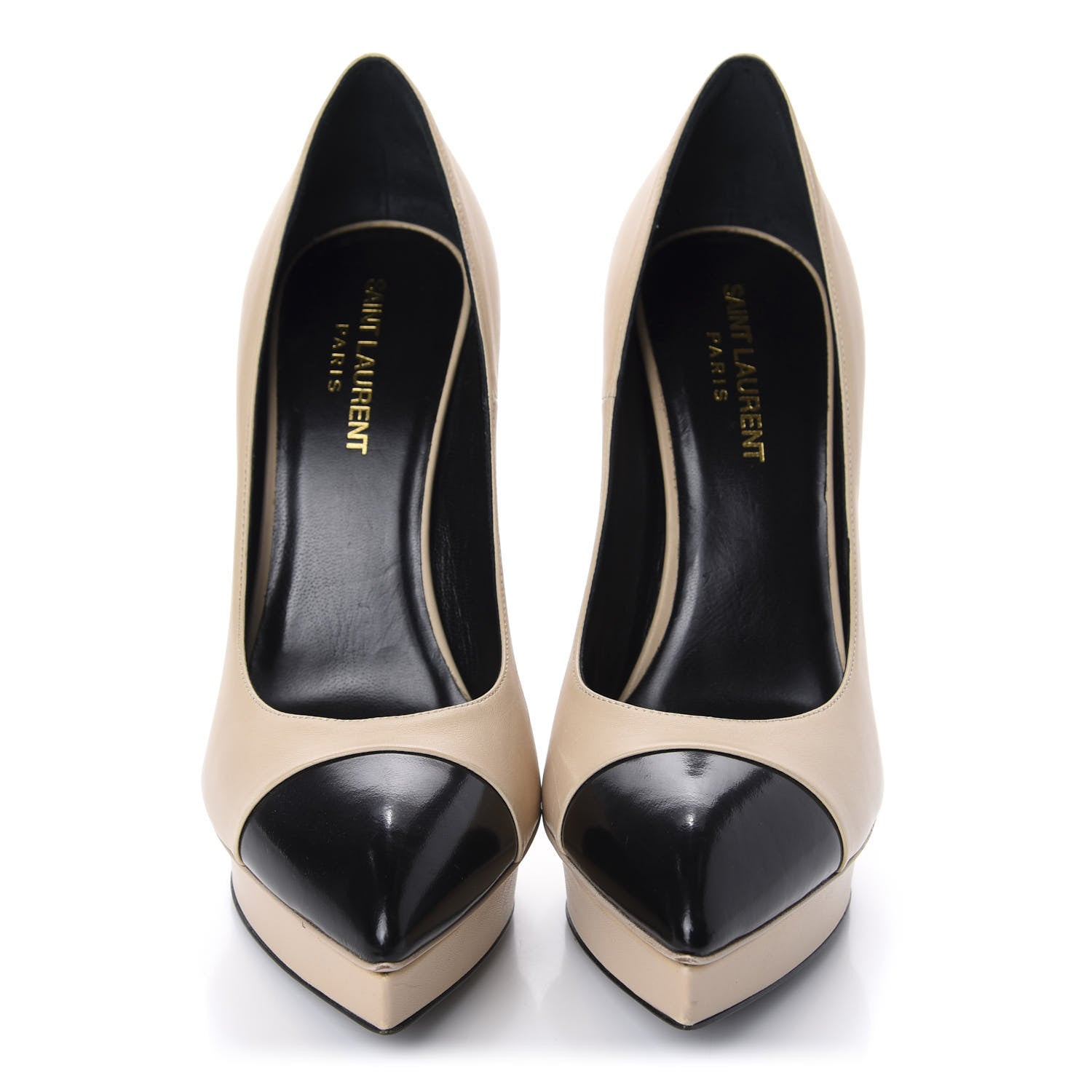 Saint Laurent Calfskin Cap Toe Janis 105 Platform Pumps 39 Powder 2 of 12