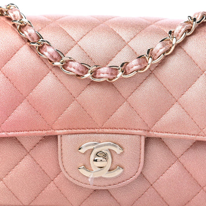 Chanel Metallic Lambskin Quilted Ombre Mini Rectangular Flap Pink 10 of 11