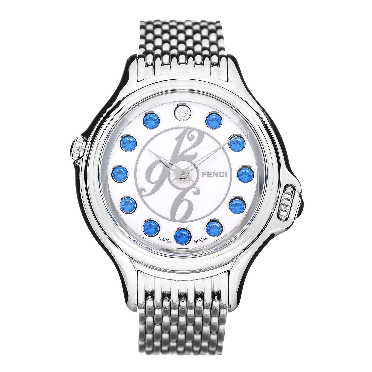 Fendi Stainless Steel Diamond Topaz 38mm Crazy Carats Rotating Gem Quartz Watch 3 of 8