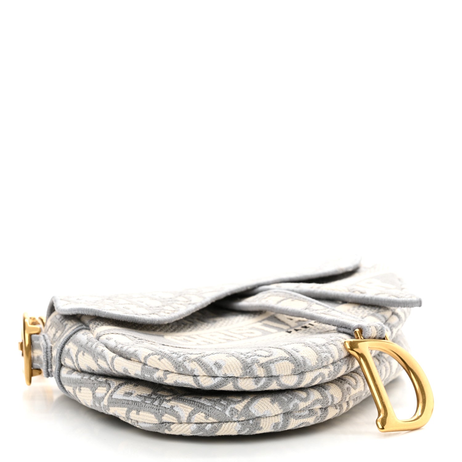 Christian Dior Oblique Embroidered Saddle Bag Gray 4 of 11