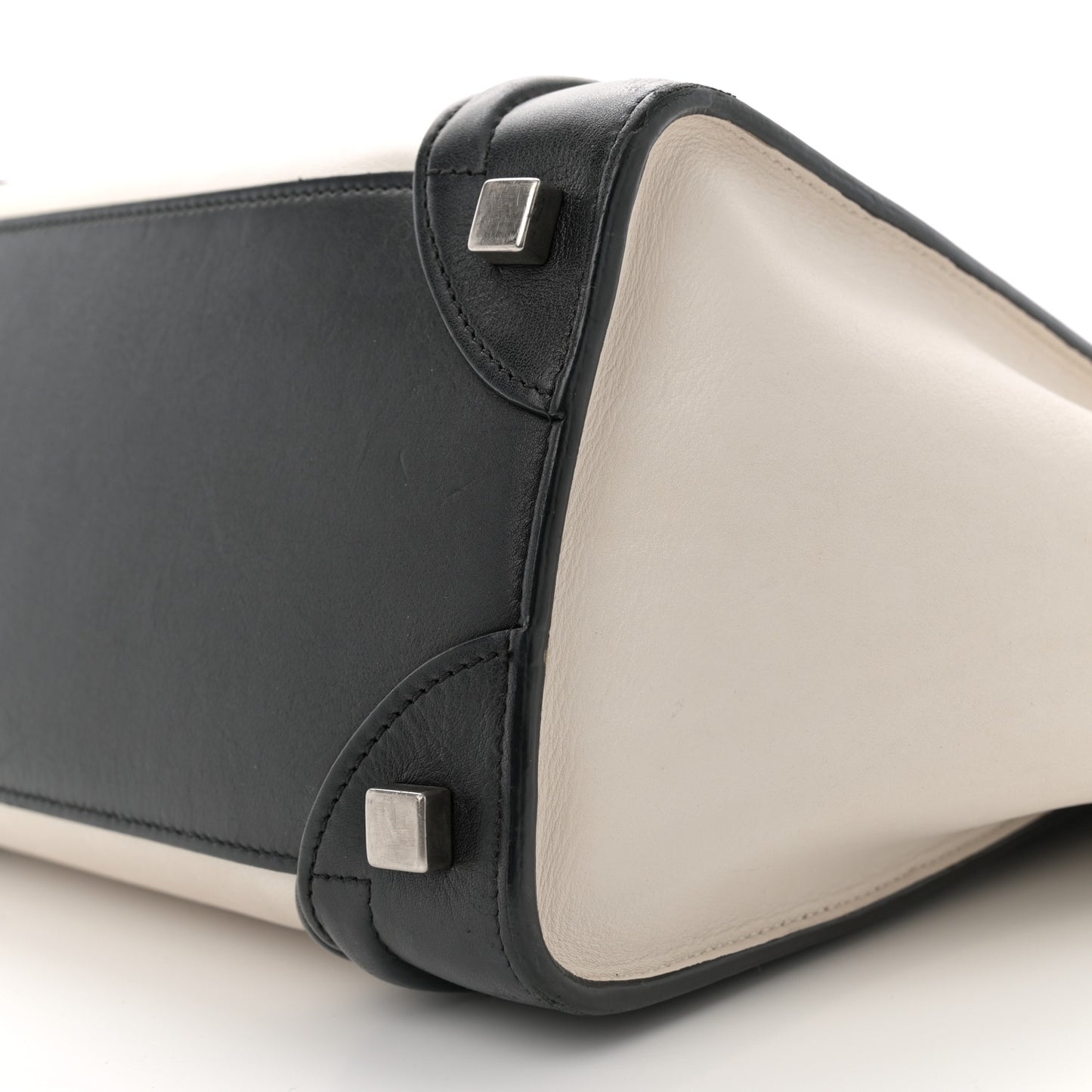 Smooth Calfskin Micro Bi-Color Luggage Black White