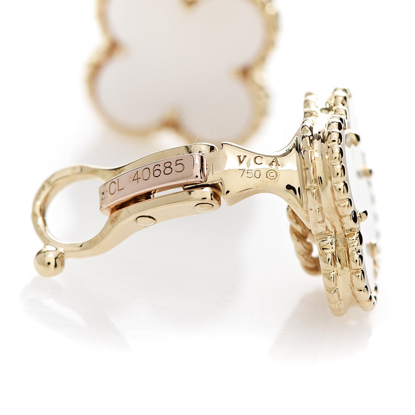 18K Yellow Gold Mother of Pearl Vintage Alhambra Clip-On Earrings