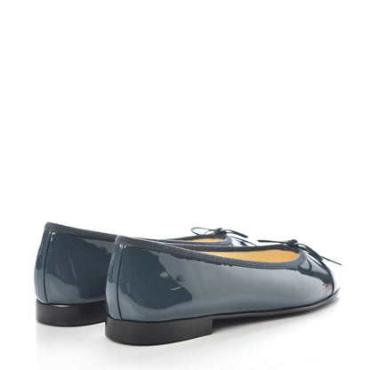 Chanel Patent Cap Toe Ballerina Flats 36 Blue 4 of 9