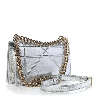 Christian Dior Metallic Ceramic Effect Deerskin Small Diorama Flap Bag Silver 3 of 10