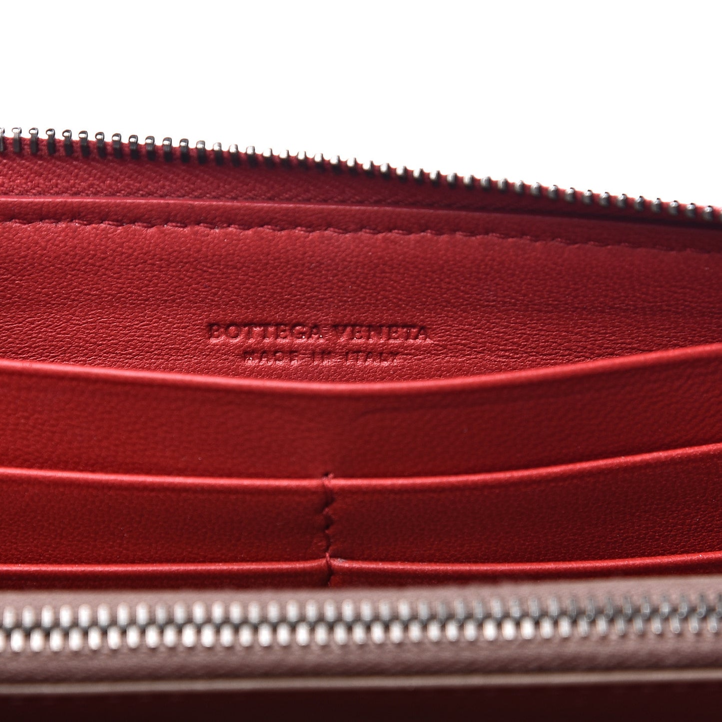 Nappa Intrecciato Zip Around Wallet Fraise