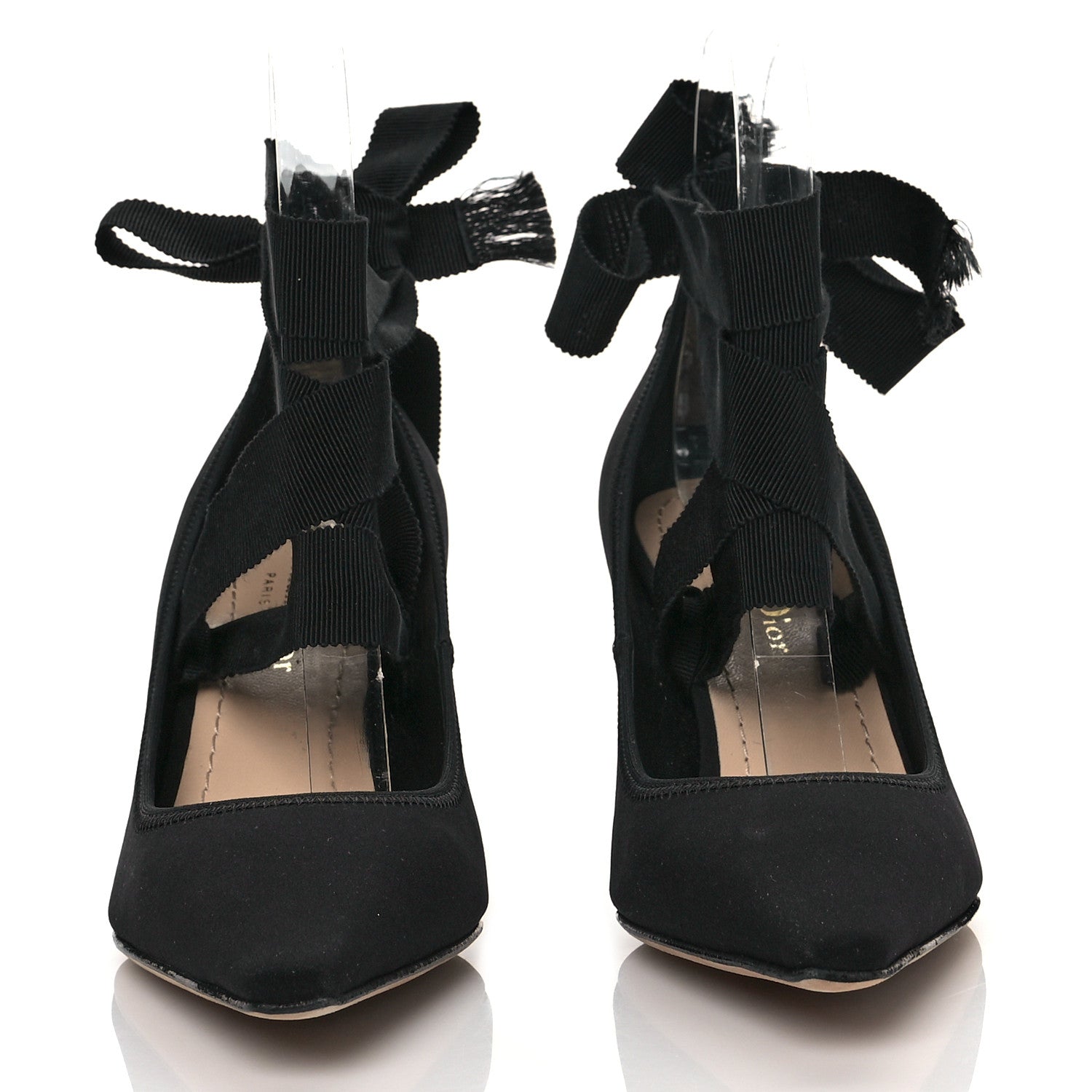 Christian Dior Grosgrain Neoprene Lucite Etoile Pumps 35.5 Black 3 of 9