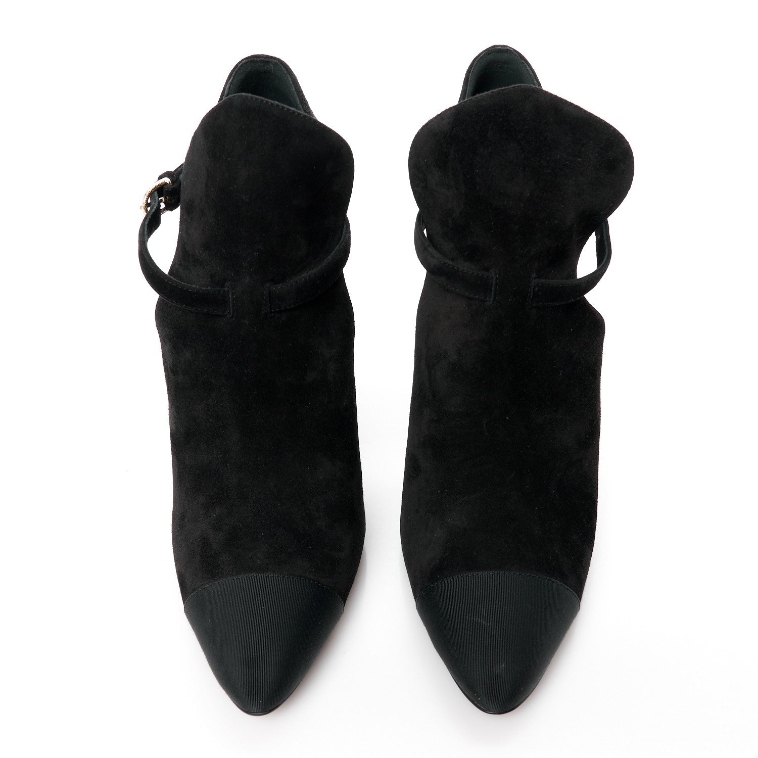 Chanel Suede Calfskin Grosgrain Cut Out Pumps 40.5 Black 2 of 9
