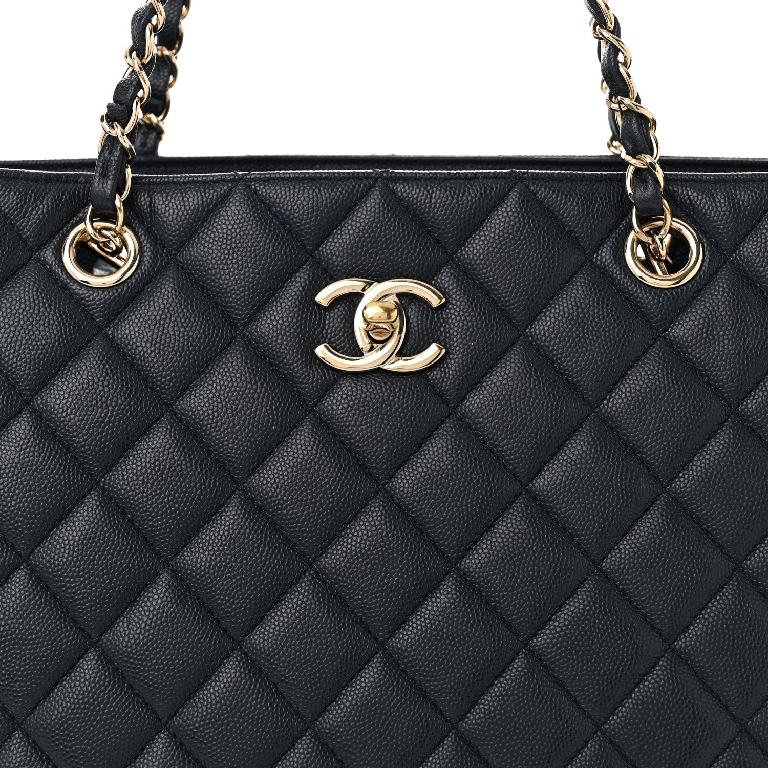 Chanel Caviar Quilted Large CC Shopping Tote Navy 6 of 10