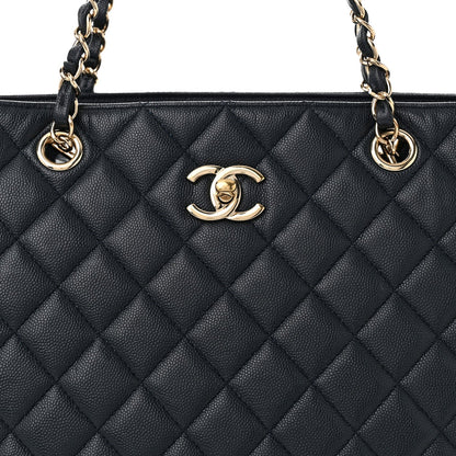 Chanel Caviar Quilted Large CC Shopping Tote Navy 6 of 10