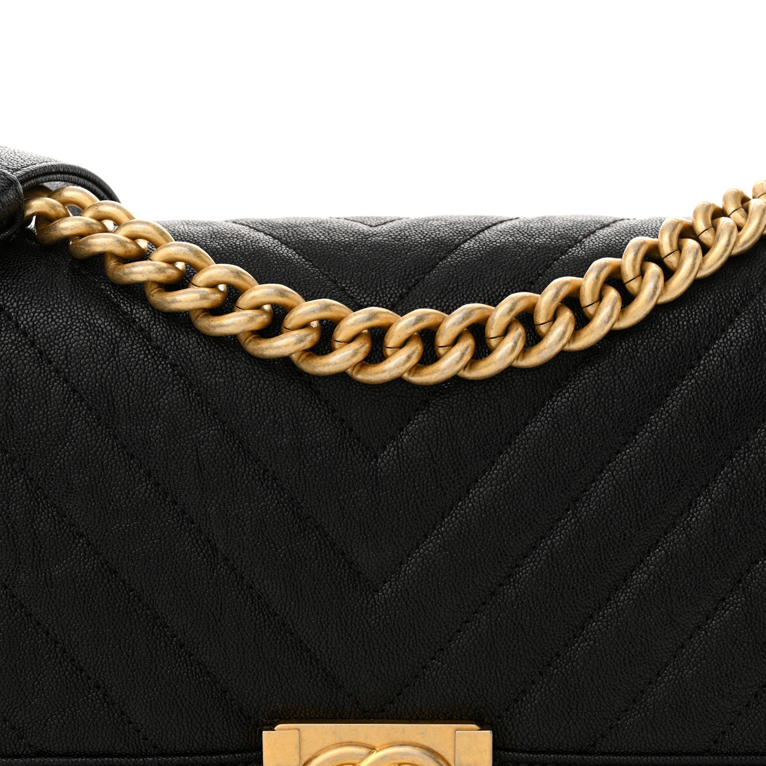 Chanel Caviar Chevron Quilted Medium Boy Flap Black 8 of 10