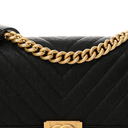 Chanel Caviar Chevron Quilted Medium Boy Flap Black 8 of 10