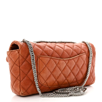 Chanel Glazed Lambskin Quilted Bijoux Chain East West Flap Dark Orange 3 of 13