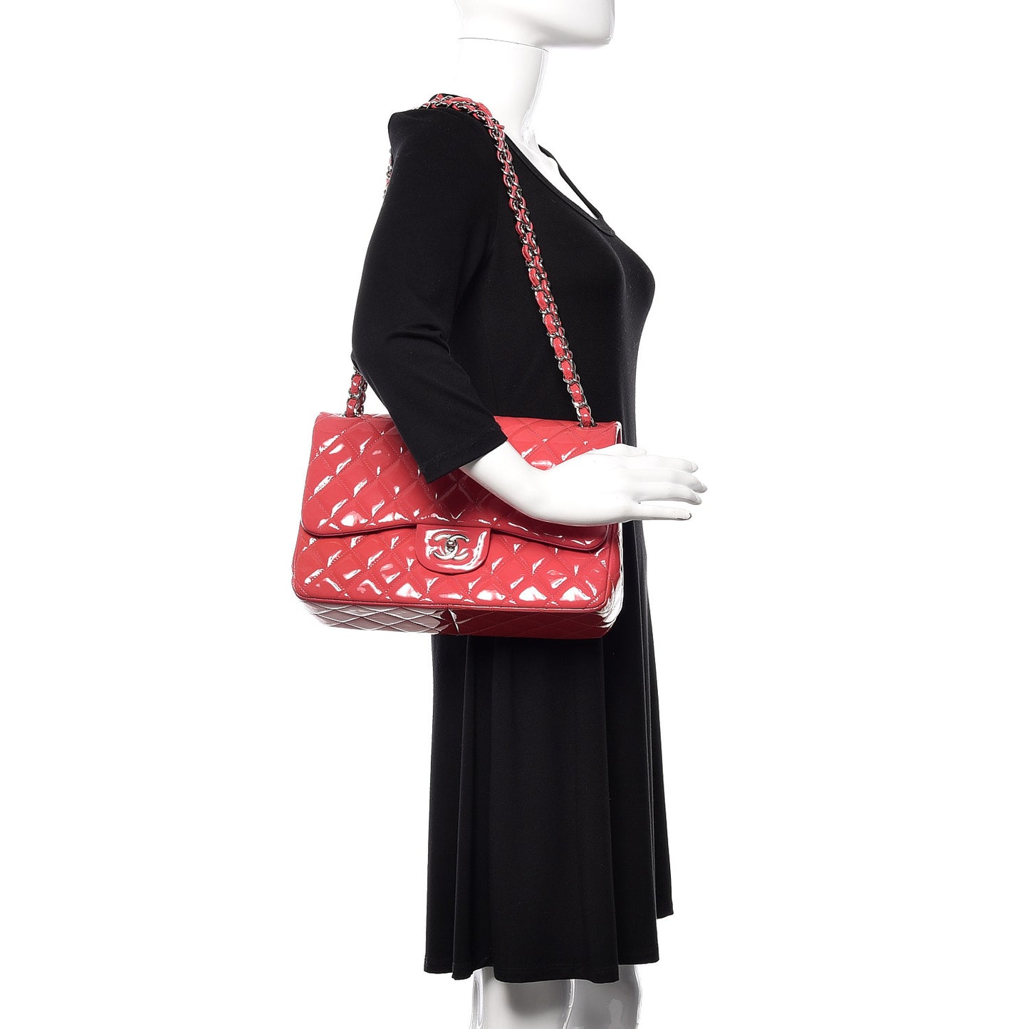 Patent Quilted Jumbo Double Flap Pink