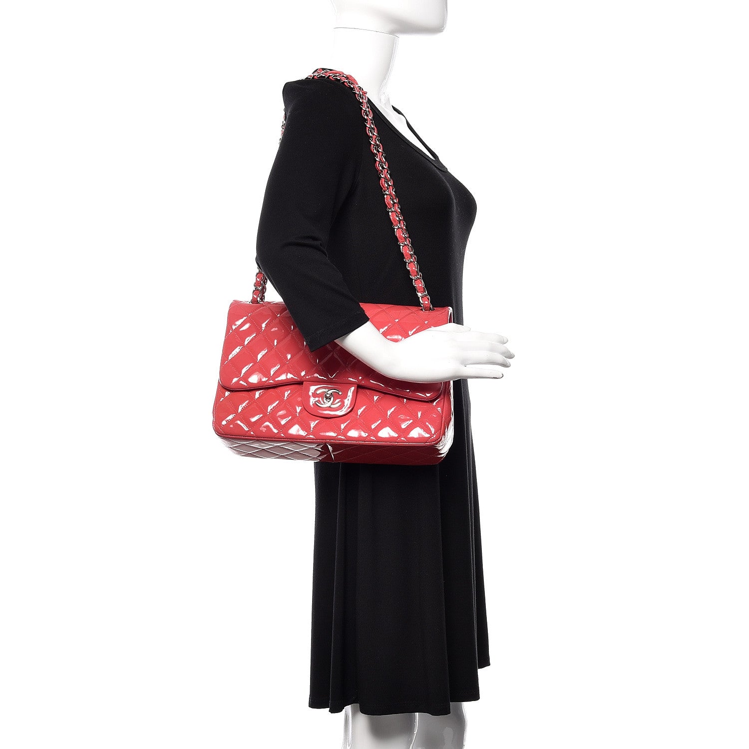 Chanel Patent Quilted Jumbo Double Flap Pink 2 of 12