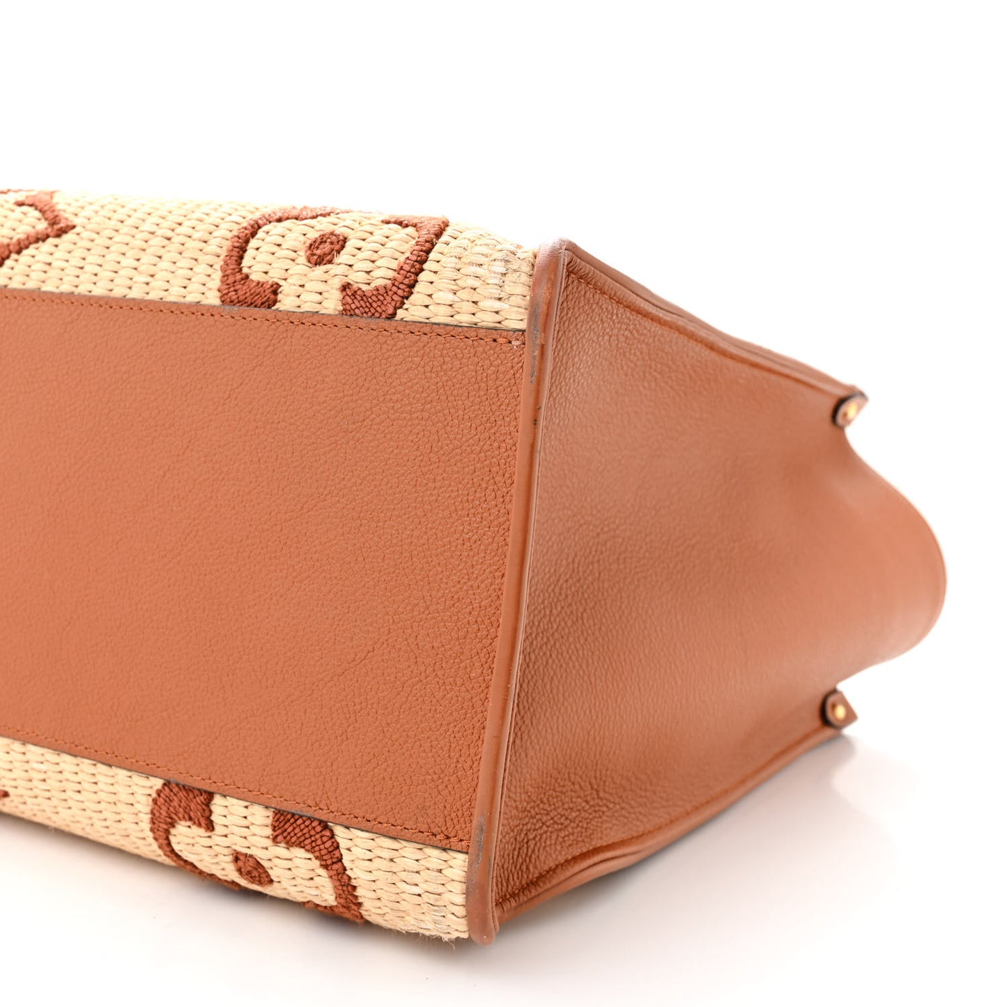 Raffia Calfskin Monogram Giant Onthego GM Tan
