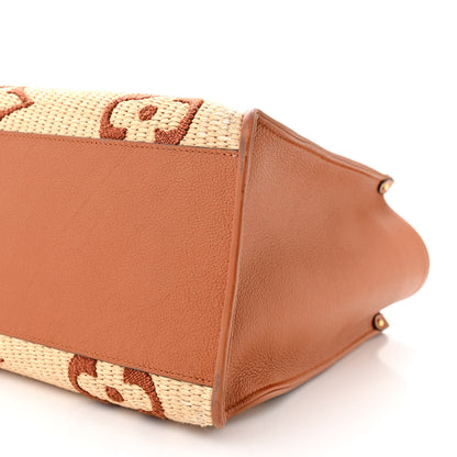Louis Vuitton Raffia Calfskin Monogram Giant Onthego GM Tan 9 of 11