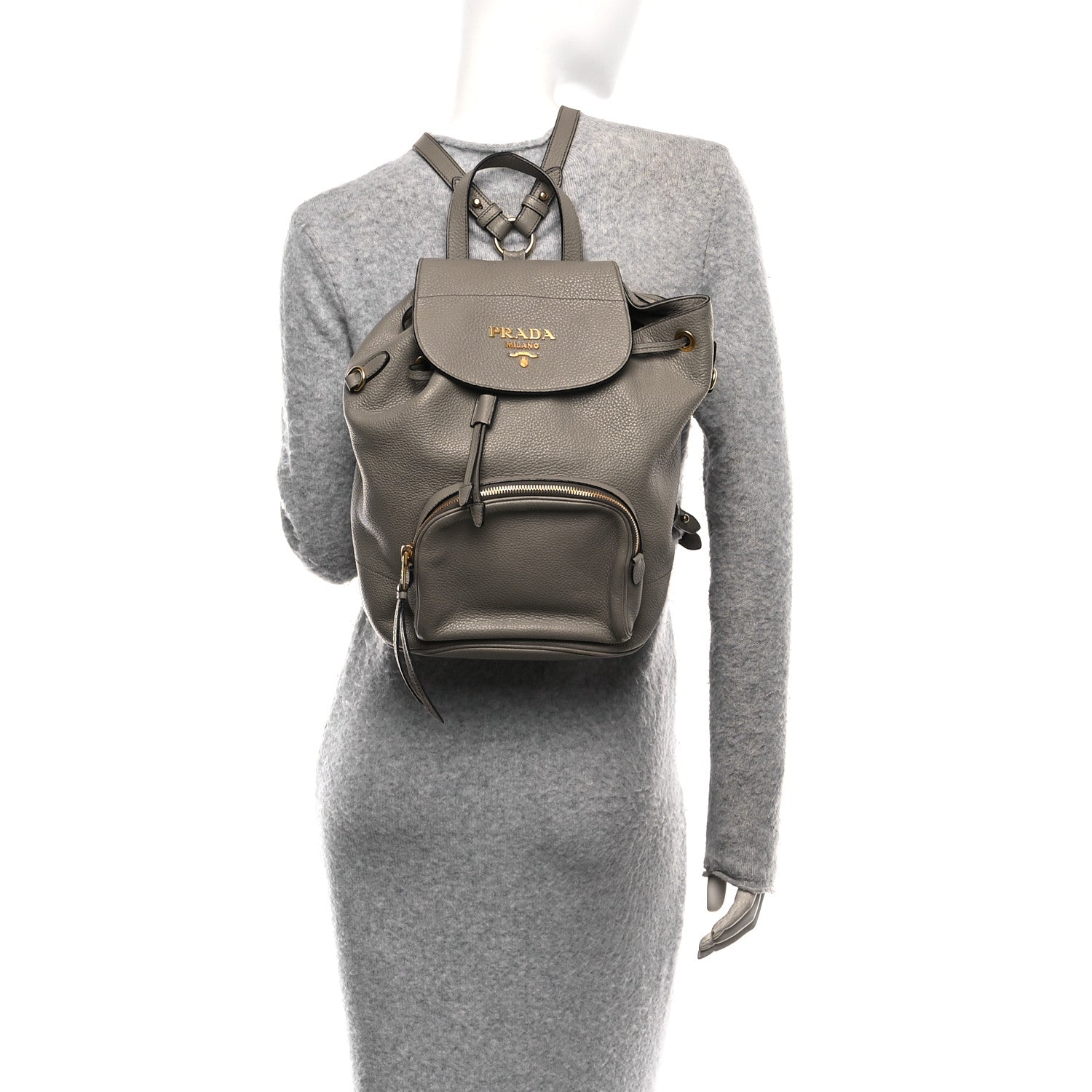 Prada Vitello Daino Backpack Argilla 2 of 9