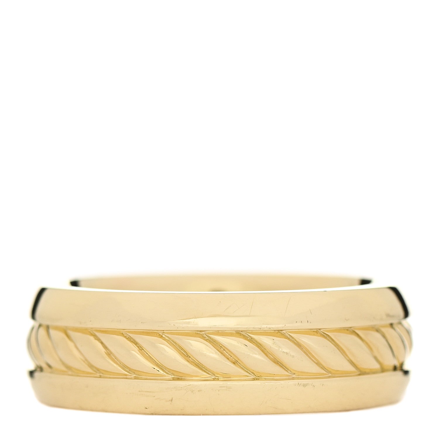 David Yurman 18K Yellow Gold 8mm Cable Classics Inset Band Ring 60 9 1 of 5