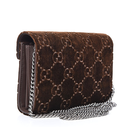 Gucci Velvet GG Monogram Mini Dionysus Chain Wallet Brown 3 of 11