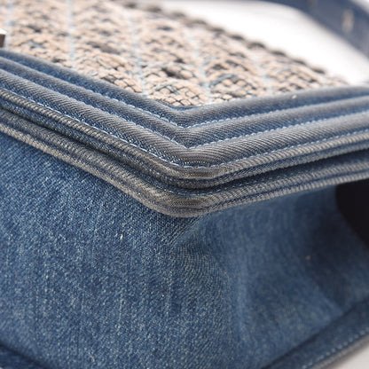 Chanel Tweed Denim Medium Boy Flap Dark Blue 15 of 24