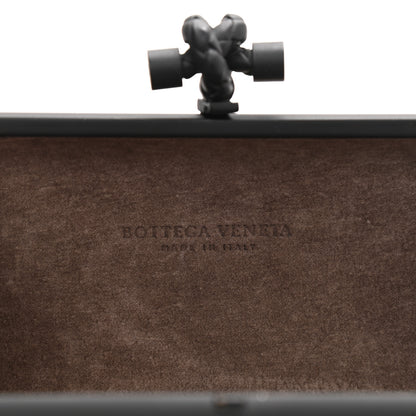 Bottega Veneta Gilded Waxed Leather Knot Clutch Gold Black 5 of 8