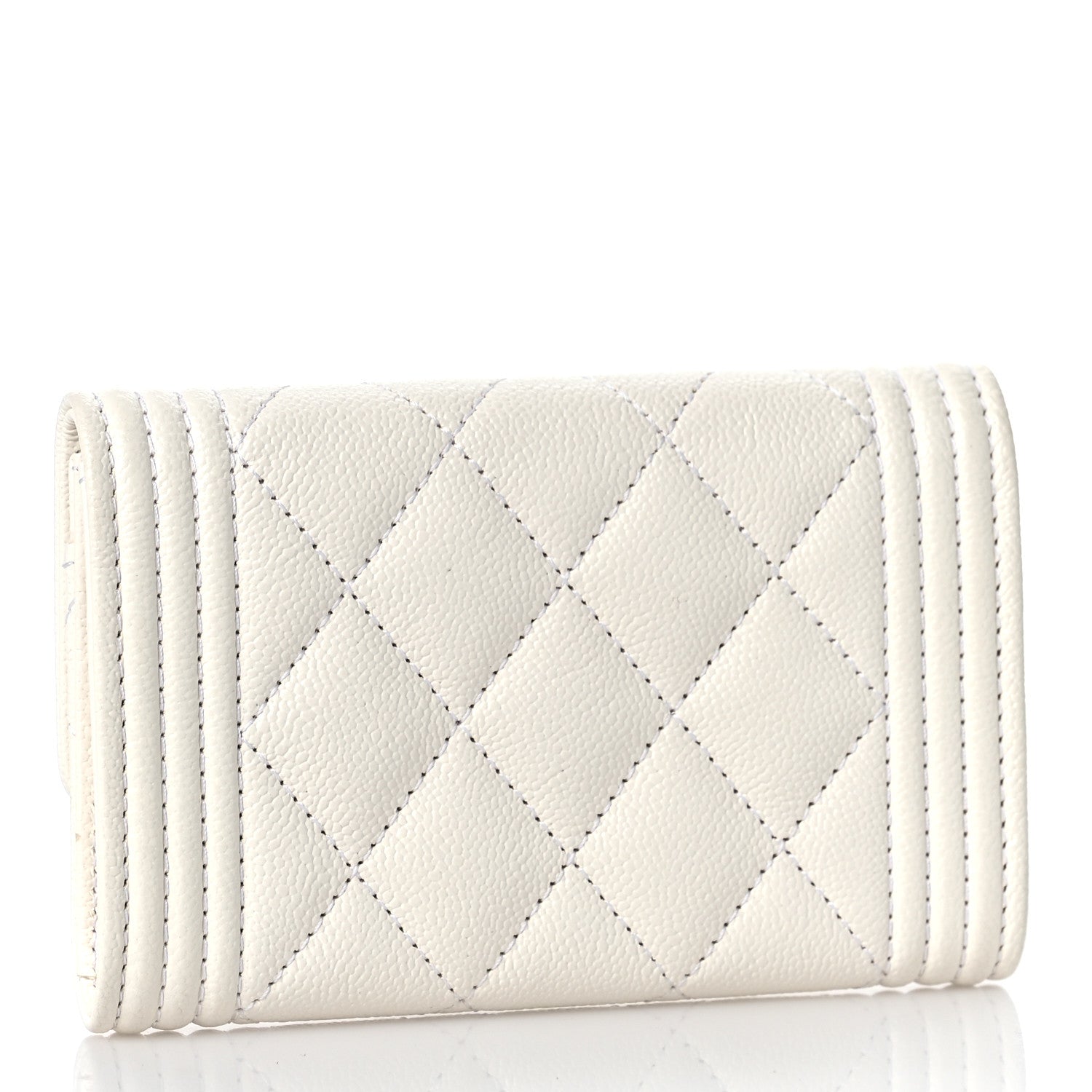 Chanel Caviar Quilted Boy Flap Card Holder White 3 of 11