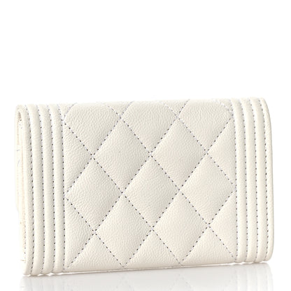 Chanel Caviar Quilted Boy Flap Card Holder White 3 of 11