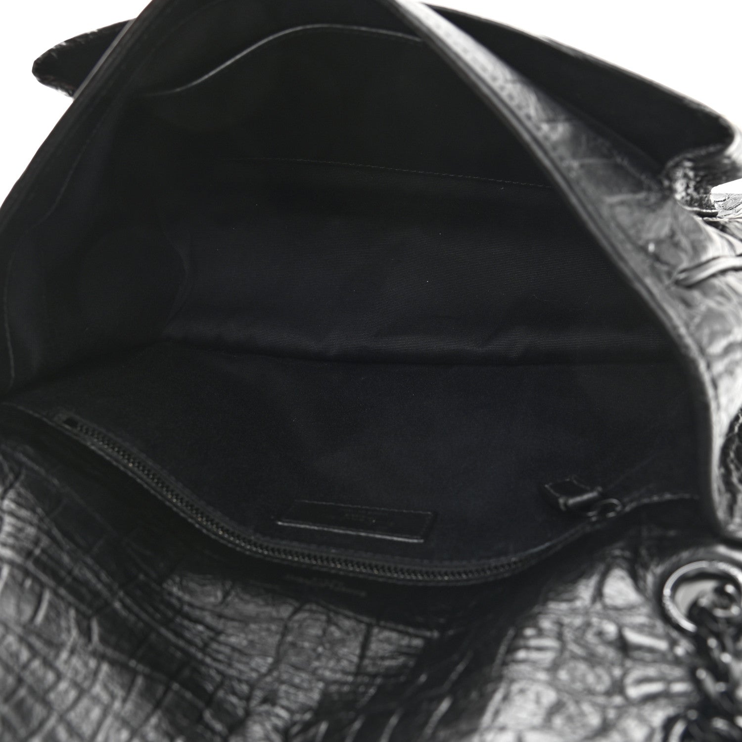 Saint Laurent Lambskin Crocodile Embossed Monogram Medium Niki Chain Satchel Black 5 of 10