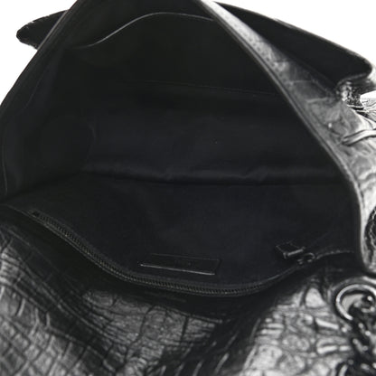 Saint Laurent Lambskin Crocodile Embossed Monogram Medium Niki Chain Satchel Black 5 of 10