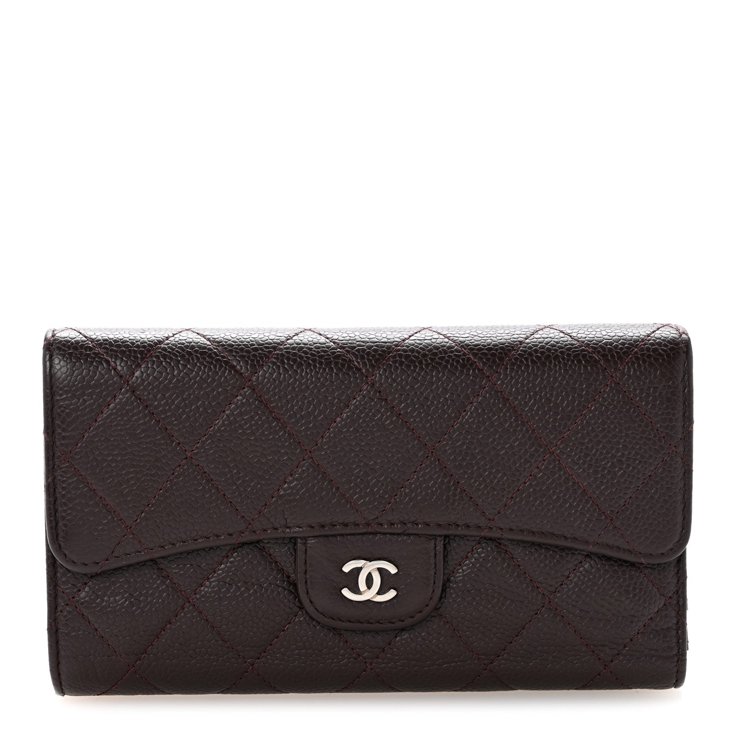 Chanel Caviar Quilted Large Flap Wallet Burgundy 1 of 12